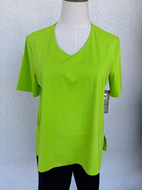 Multiples Women's Short Sleeve Upf Protection Top in neon lime - women's t-shirt