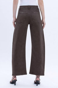 VERVET BY FLYING MONKEY Super High Rise Ankle Barrel Jean in toasted - women's jeans - detail view