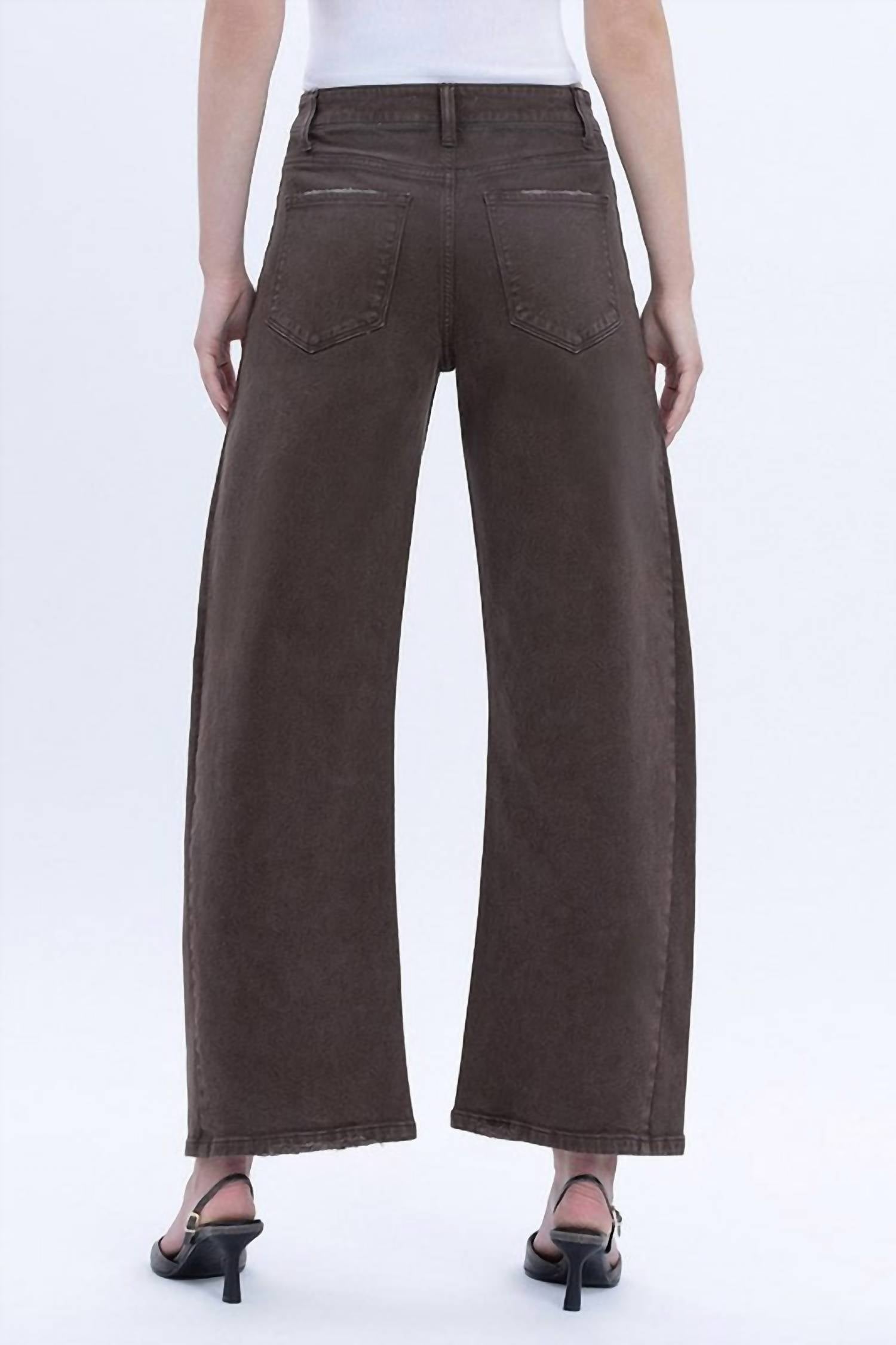 VERVET BY FLYING MONKEY Super High Rise Ankle Barrel Jean in toasted - women's jeans - detail view