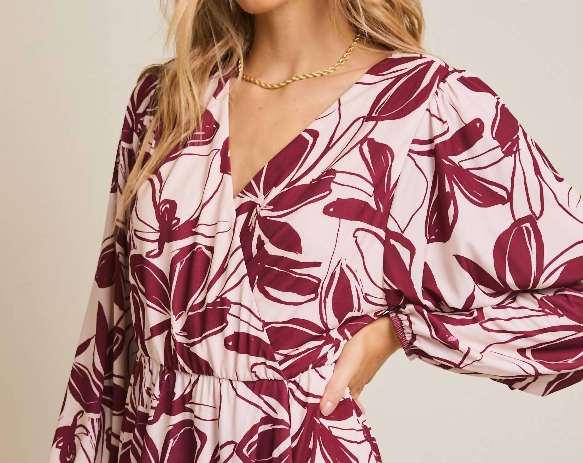 FAIRE Paint The Town Mini Dress - Plus in pink - women's dress - detail view