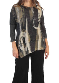Jess & Jane Canali Mineral Washed Dolman Sleeve Cotton Top in black - women's blouse