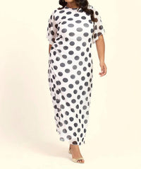 Fashion Szn Curve - Large Polka Dot Ruched Side Maxi Dress - Plus