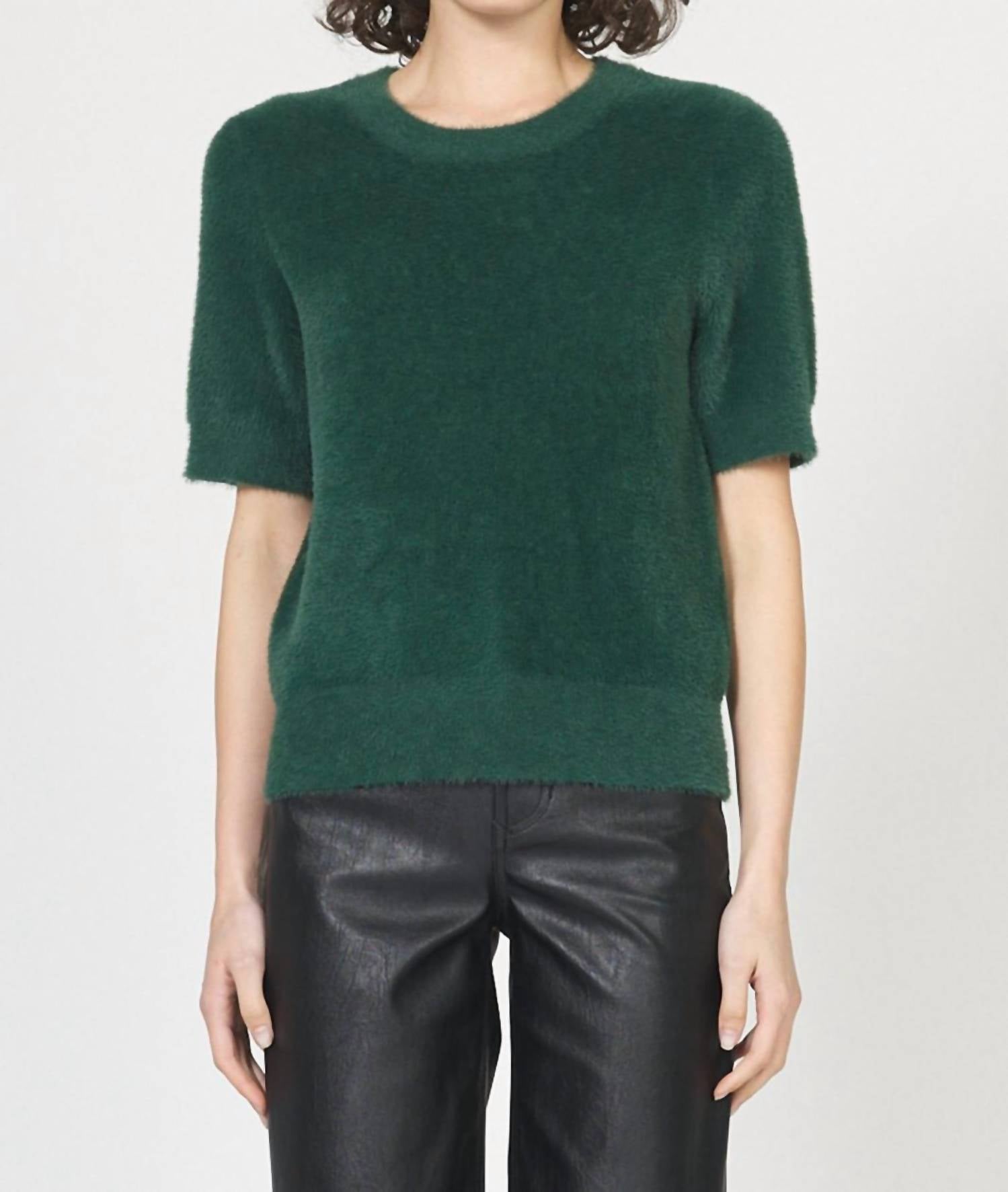 DEAR JOHN DENIM Susie Crew Neck Short Sleeve Sweater Top in rainforest - women's t-shirt