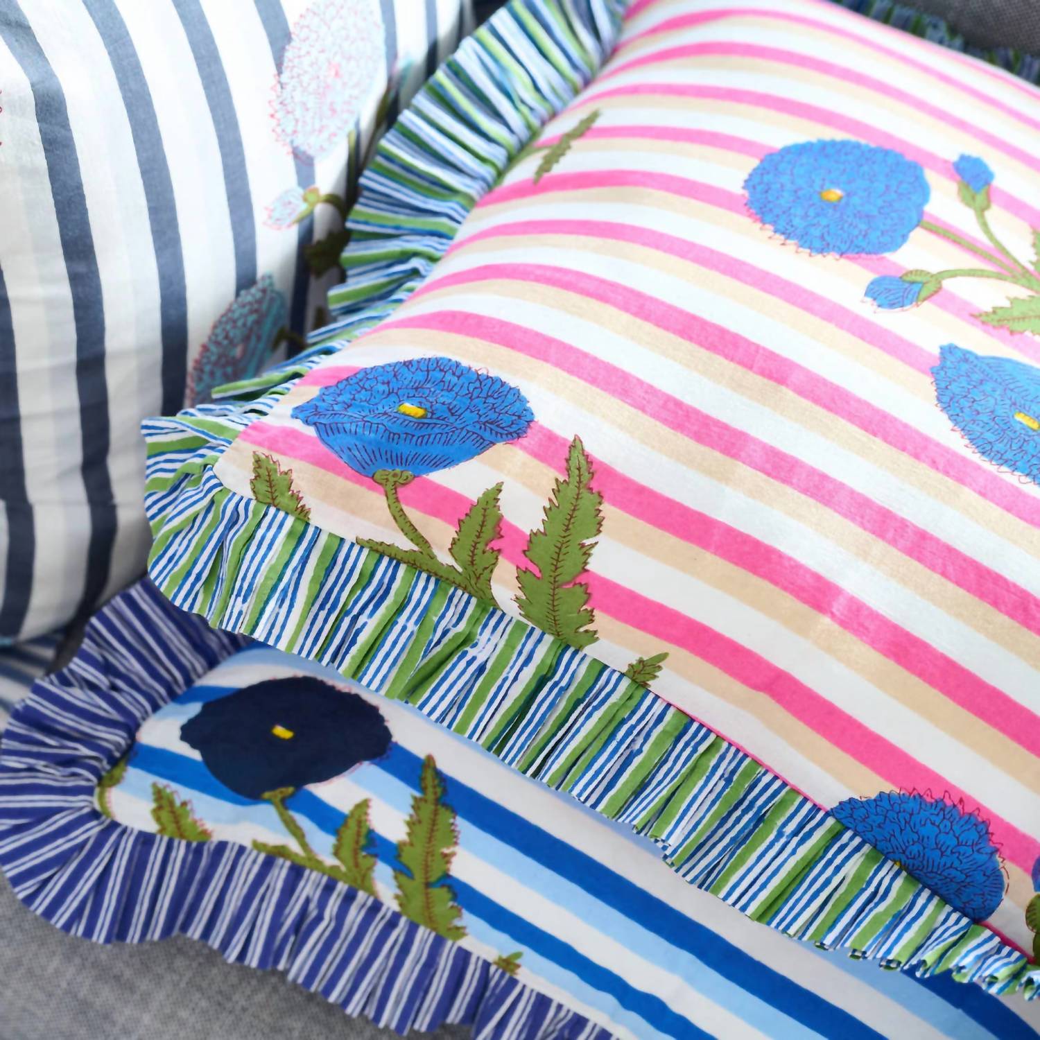 Laura Park - Marigold Stripes Block Print Throw Pillow