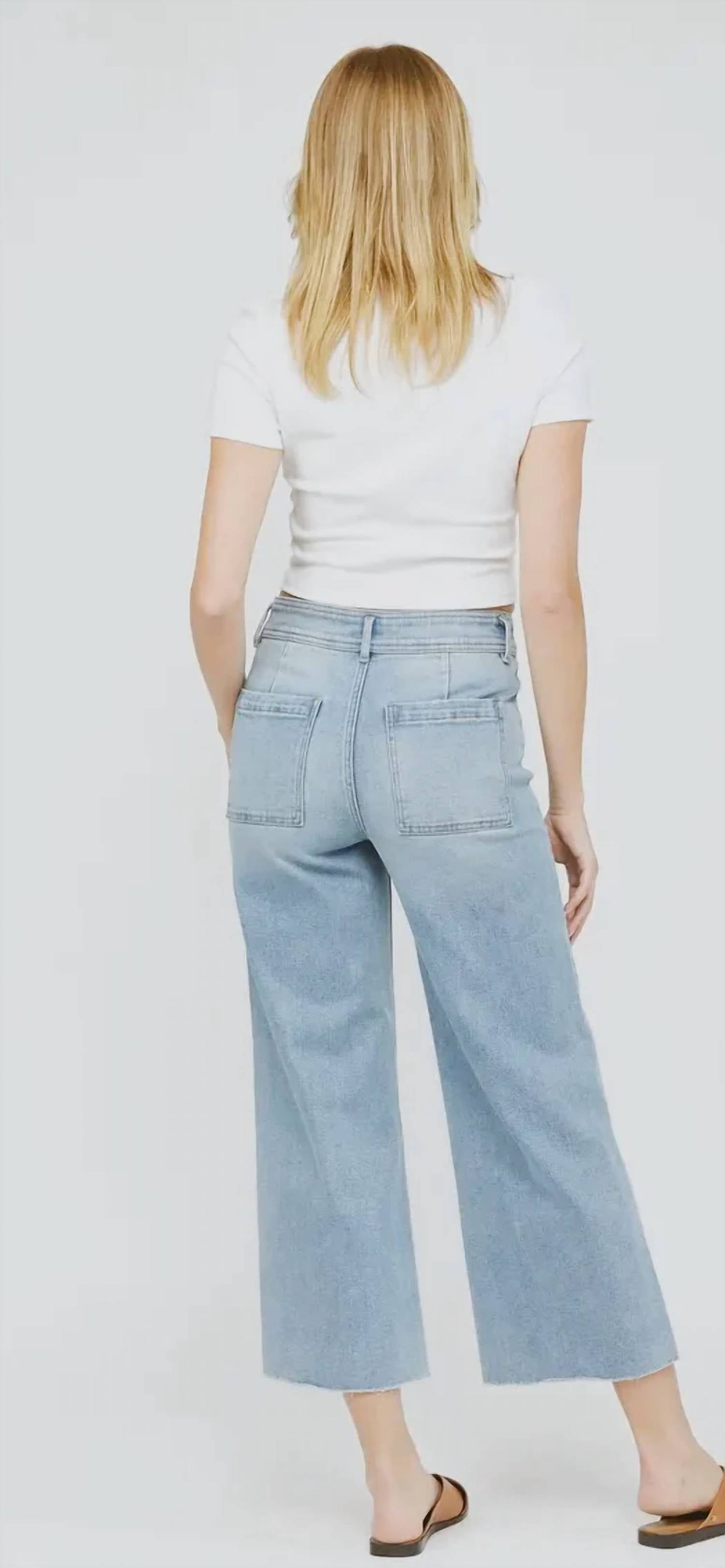 Mica Denim - Lucy Front Pocket Cropped Wide Leg Jeans
