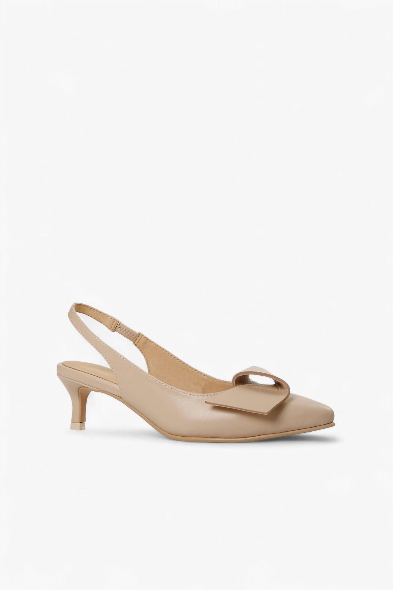 ALL BLACK Women's Flat Bow Kitten Heels in beige - women's heels