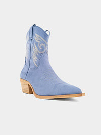 SHU SHOP Women's Zahara Suede Cowboy Boots in blue - women's shoe - detail view