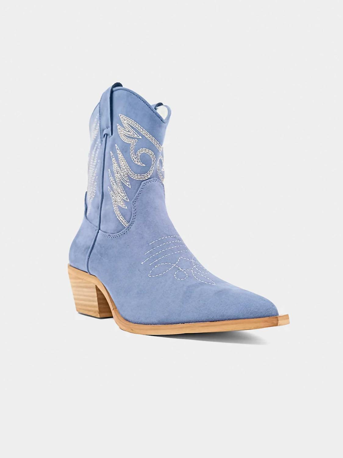 SHU SHOP Women's Zahara Suede Cowboy Boots in blue - women's shoe - detail view