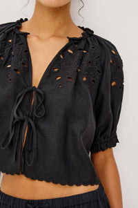 Rails Lizbeth Floral Eyelet Top in black - women's blouse - alternate view
