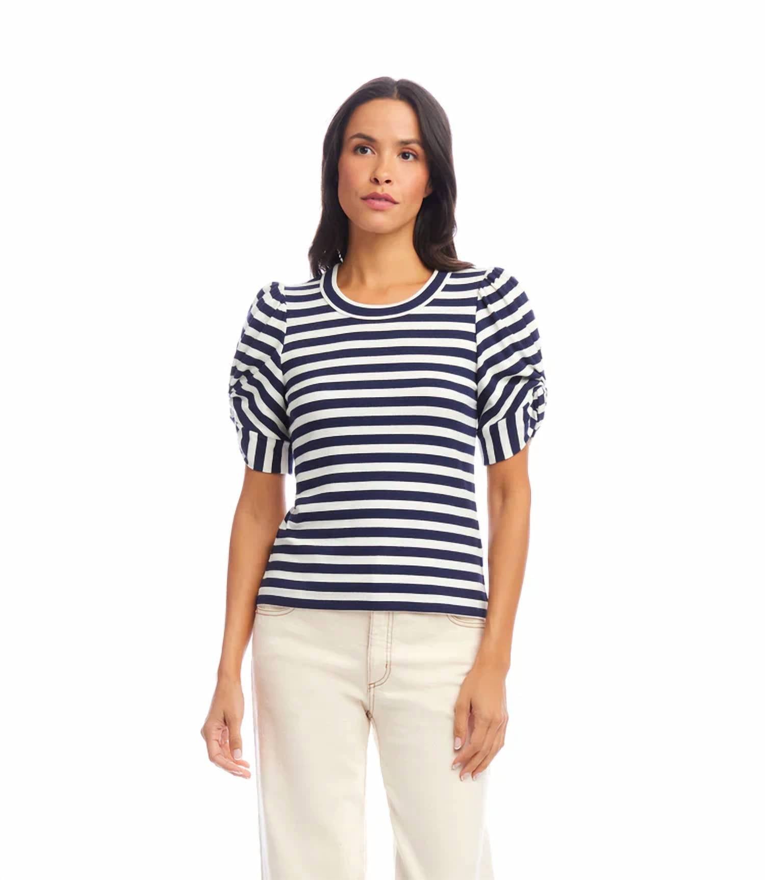 Karen Kane - Nayeli Stripe Twist- Sleeve Top