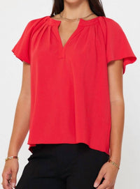 current air Pintuck Pleated Detail Blouse in red - women's blouse