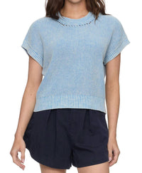 Flags & Anthem Elwood Drop Needle Stitch Crew Tee in medium blue - women's t-shirt