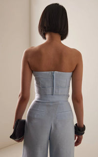 Andres Otalora - Sea Incierto Linen Cropped Top
