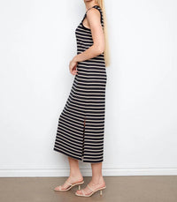CHARLIE B Sleeveless Striped Scuba Maxi Dress in black beige - women's dress - alternate view