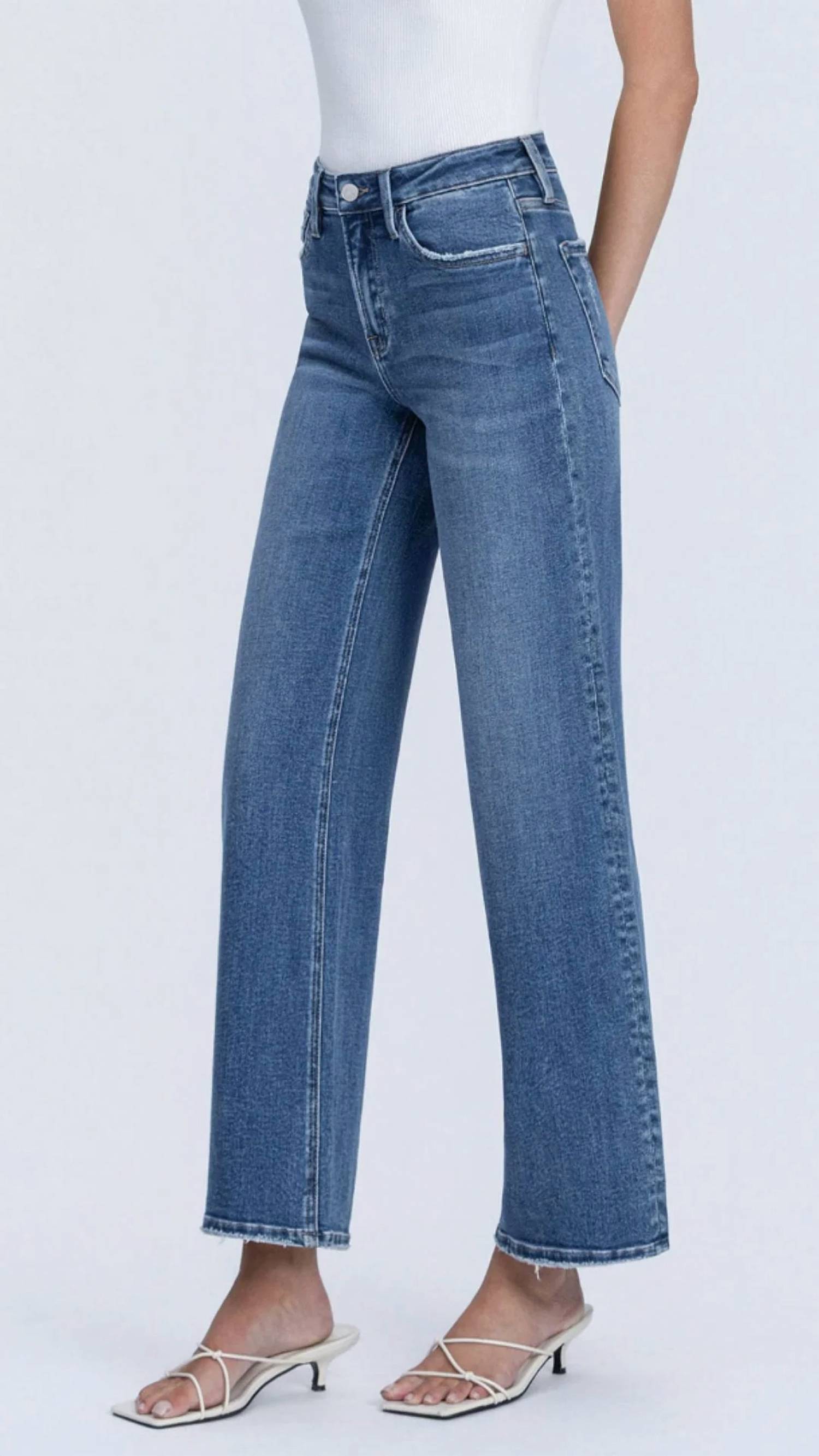 Lovervet - High Rise Ankle Wide Leg Jeans