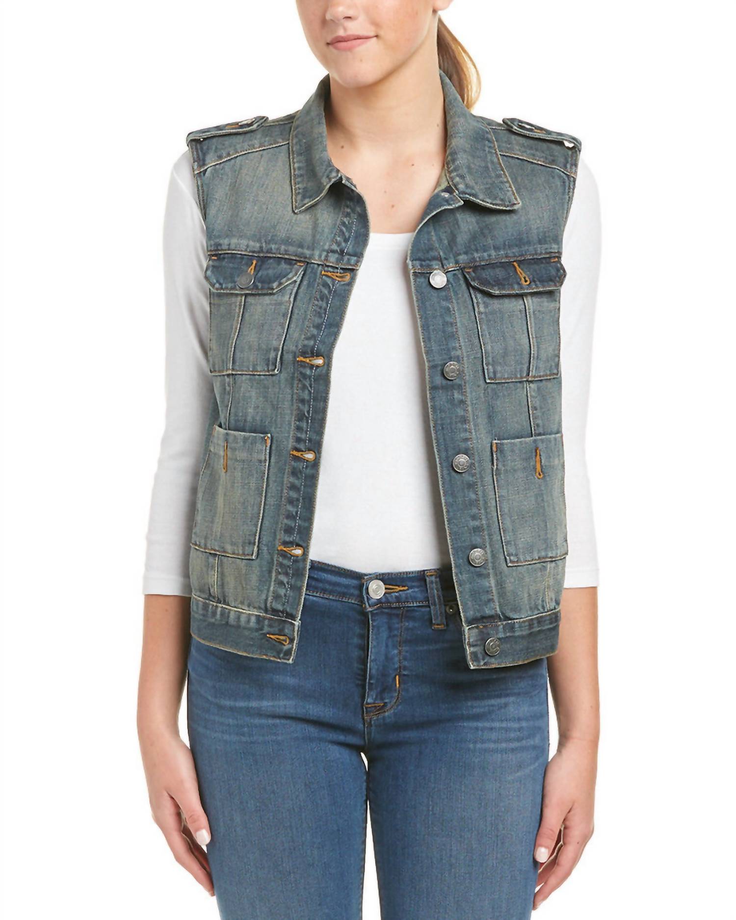 Womens Distressed Denim Vest