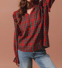 So Me - Checkered Plaid Blouse