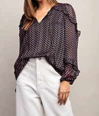 Ee:Some - Polka Dot Semi-sheer Blouse