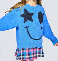 G.B.Y.M. - Star Heart Smiley Face Fuzzy Sweater