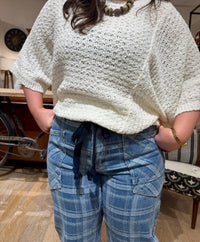 Aaron & Amber - Semi Barrel Jeans With Tie Belt - Plus