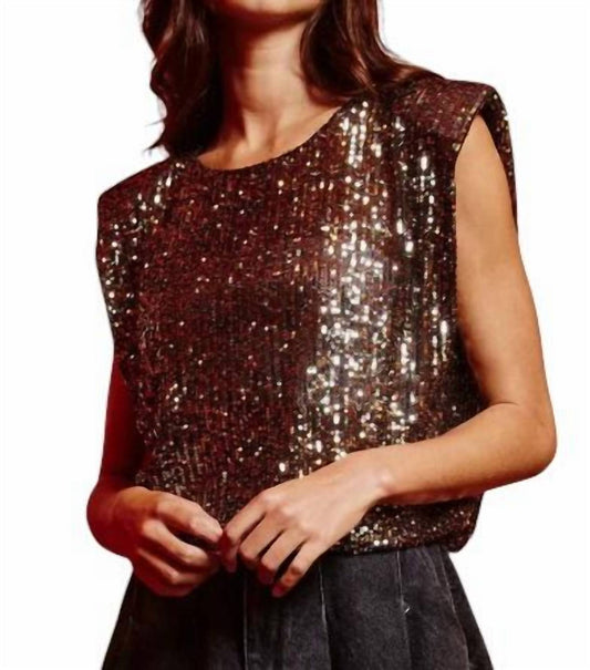 Bucketlist - Sequins Spangle Power Shoulders Top