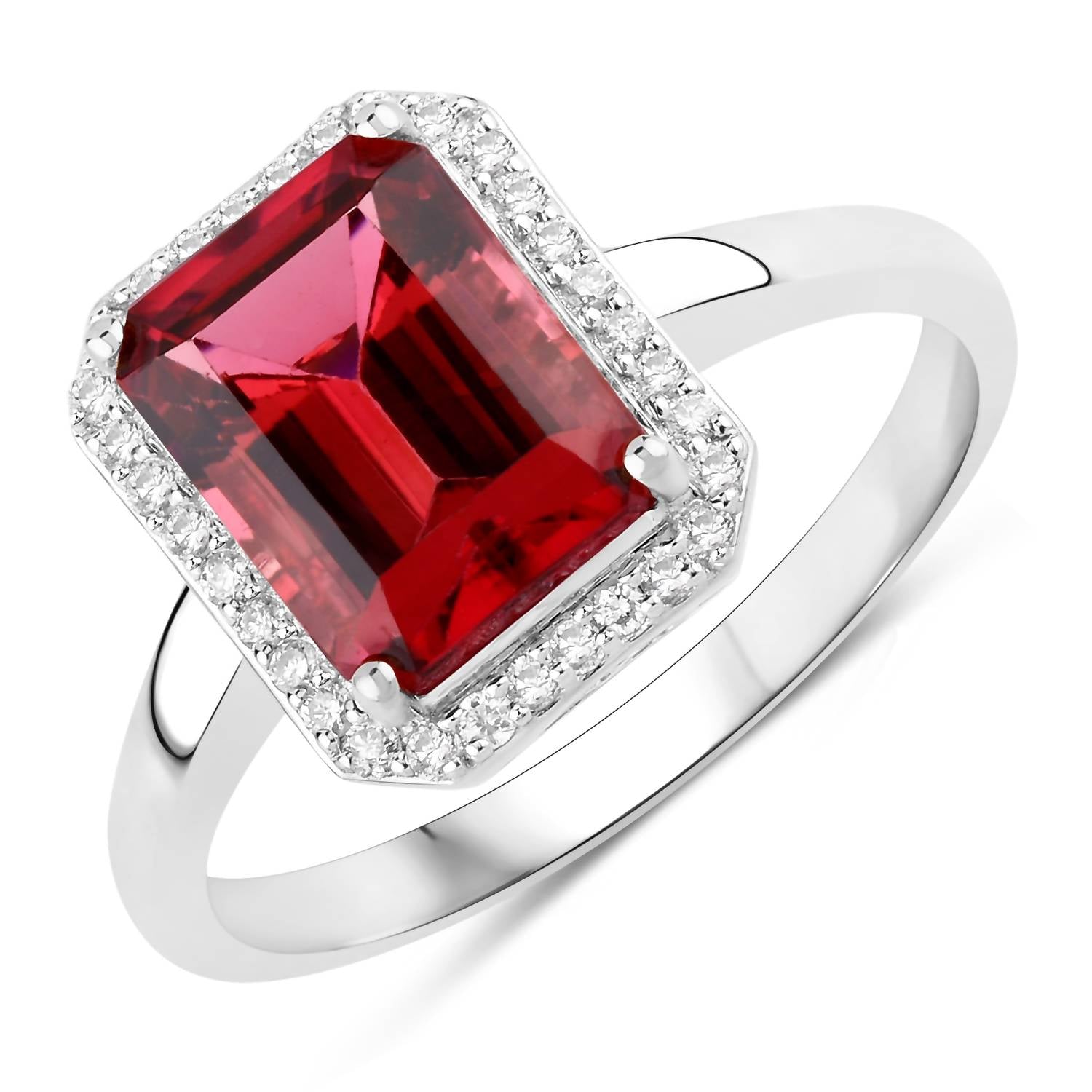 Diana M Jewels Women's Octagon Natural Rubellite Fashion Ring (2.75 Ct) - Signature in 14k white gold - women's jewelry - alternate view