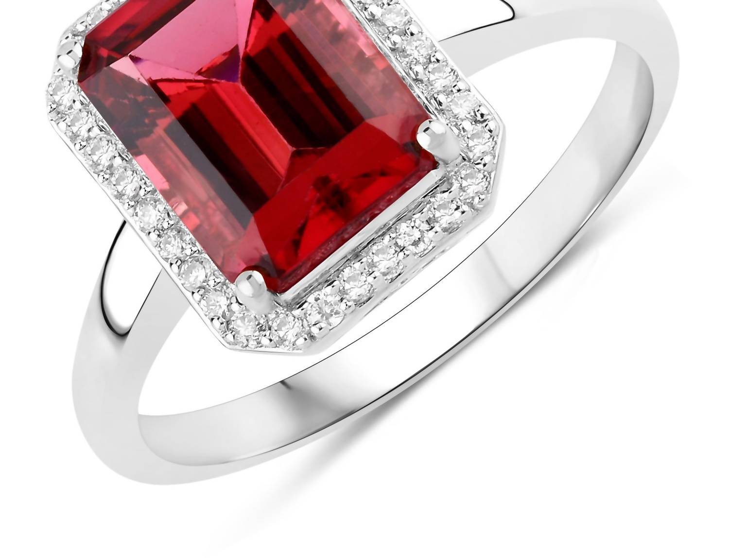 Diana M Jewels Women's Octagon Natural Rubellite Fashion Ring (2.75 Ct) - Signature in 14k white gold - women's jewelry - detail view