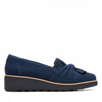 Clarks Women's Sharon Dasher Wedge Loafer in navy - women's flats