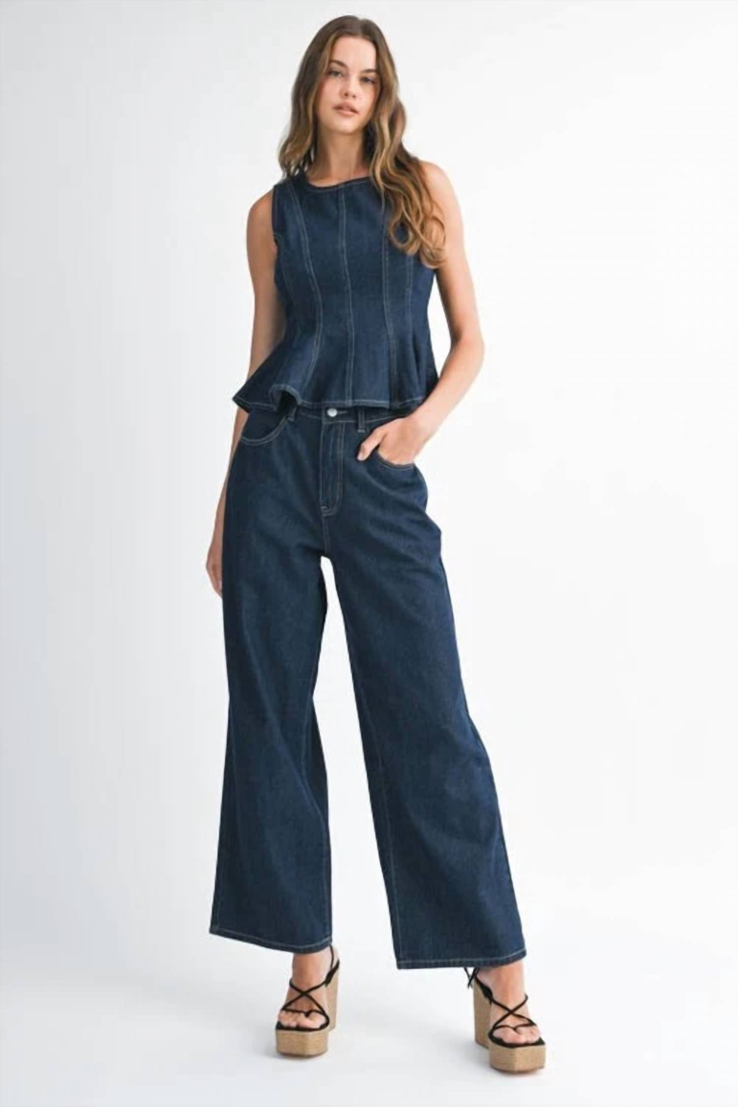 Mable - Milani Denim Top And Pants Set