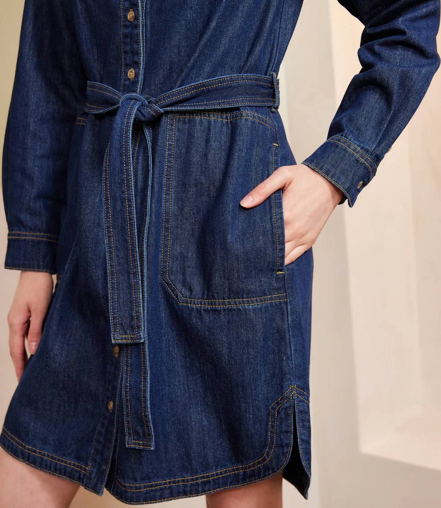 Karen Kane - Bliss Belted Denim Mini Shirtdress