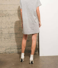 Blue B Garment Washed Crew Neck Embroidered T Shirt Dress in grey - women's dress - detail view
