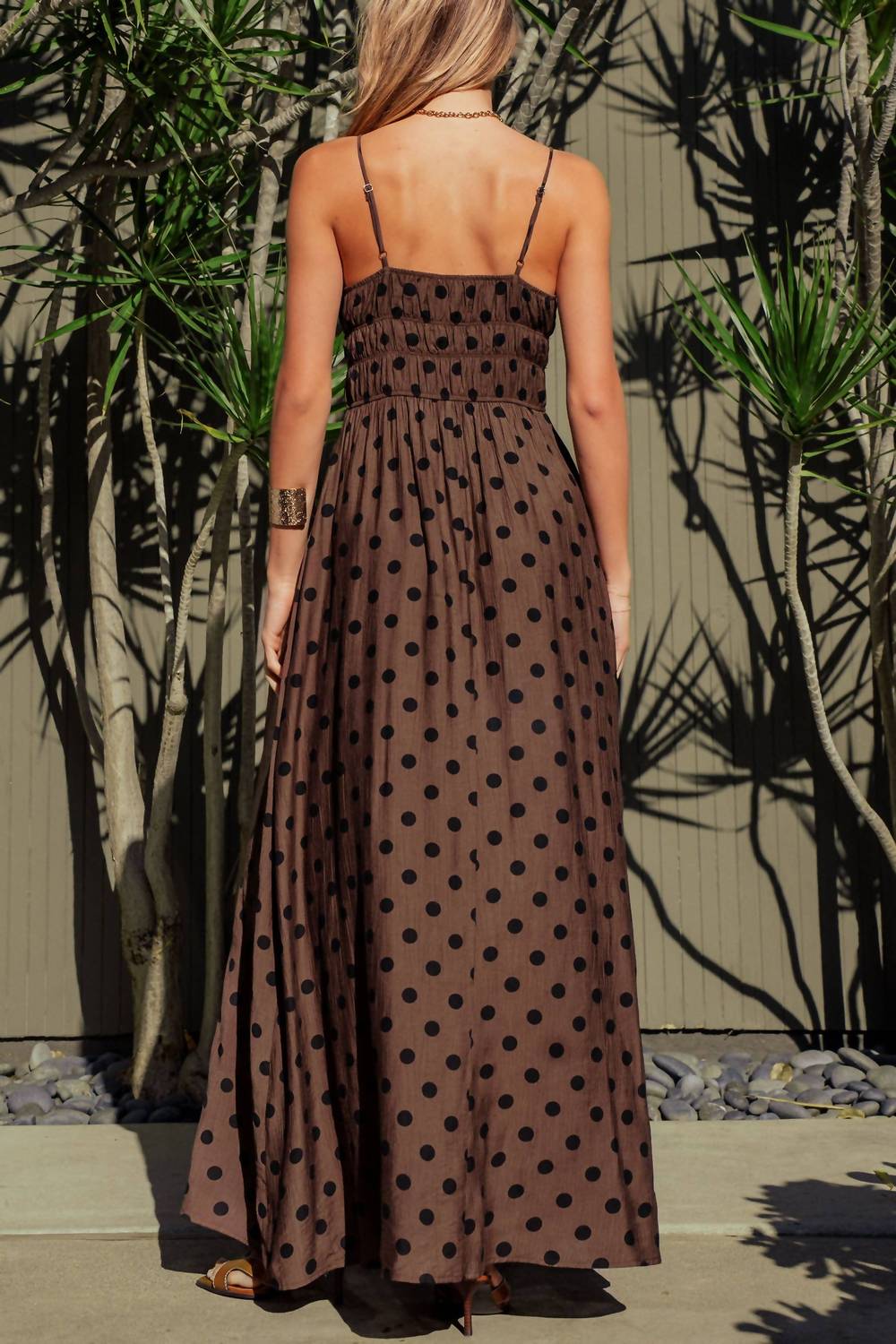 Urban Daizy - Polka Dot Smocked Maxi Dress