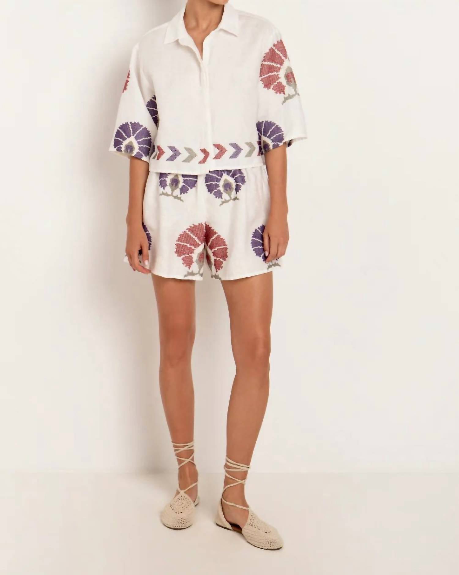 Greek Archaic Kori - Mini Peacock Short Sleeve Shirt