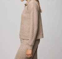 Splendid Sweatersoft Quarter Zip Sweater in light cedar heather - women's sweater - detail view
