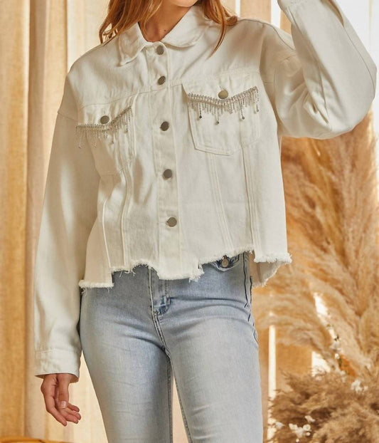 Savannah Jane - Stacie Bling Pocket Denim Jacket