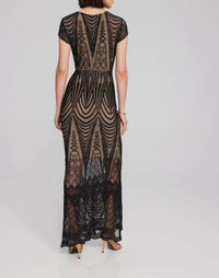 Joseph Ribkoff - Sheer Lace Floor-length Maxi Dress