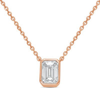 Diana M Jewels - 15.00 Cts Lab Grown Emerald Bezel Pendant Necklace - Grand