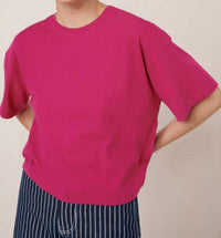 Kowtow Light Boxy Tee in magenta - women's t-shirt - detail view