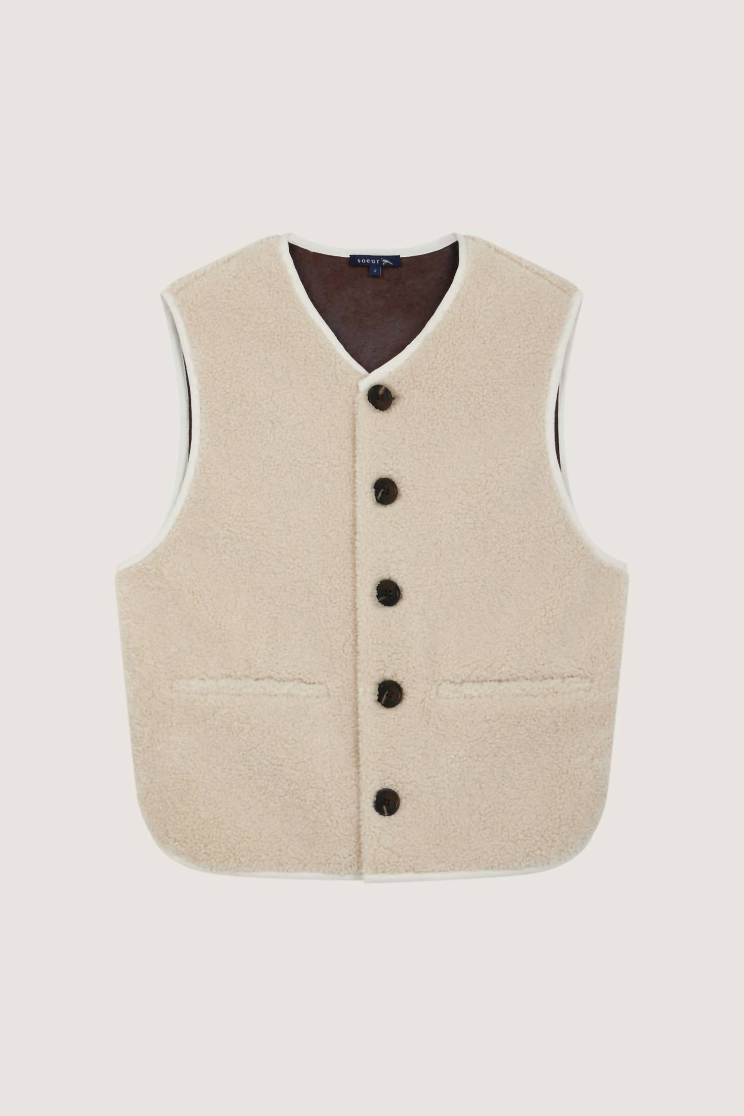 soeur Fusil Faux Fur Jacket in ecru - women's jacket - detail view