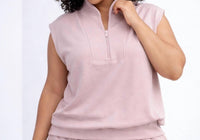 RAE MODE Alisha Luxe Quarter Zip Sweater Tank in mauve - women's sweater
