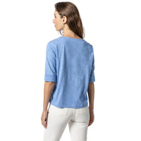 Lilla P - Cuffed Elbow Sleeve V Neck Tee