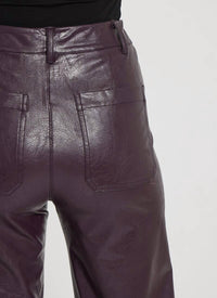 Lysse Hi Waist Vegan Leather Wide Leg Pants in double espresso - women's pants - view 4