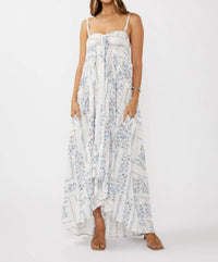Lovestitch - Floral Spaghetti Strap Tiered Ruffle Maxi Dres