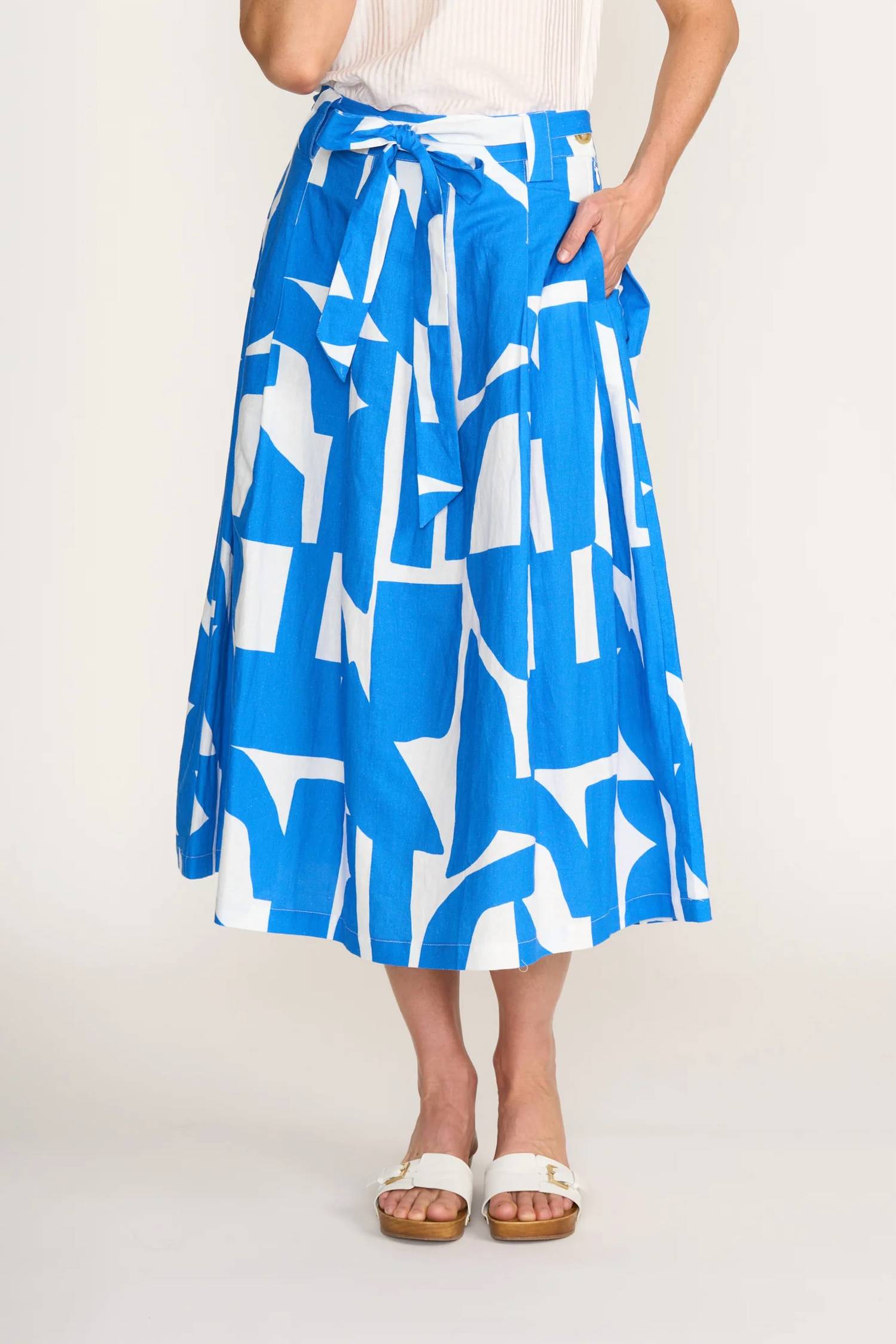 Foil - Full Midi Skirt With Tie Belt