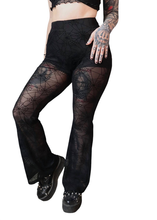 Forest Ink - Spider Web Mesh Flare Pants