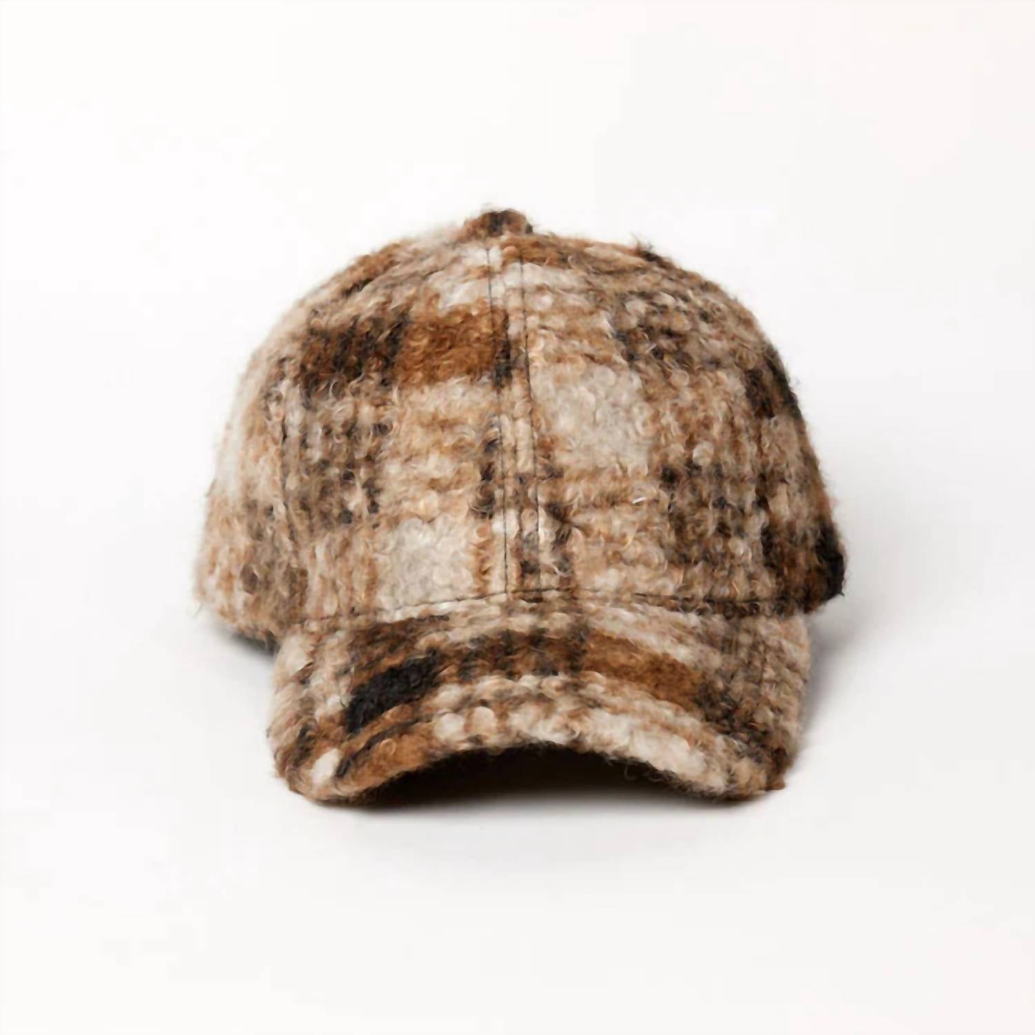 Hat Attack Novelty Sherpa Cap in brown plaid - women's hat