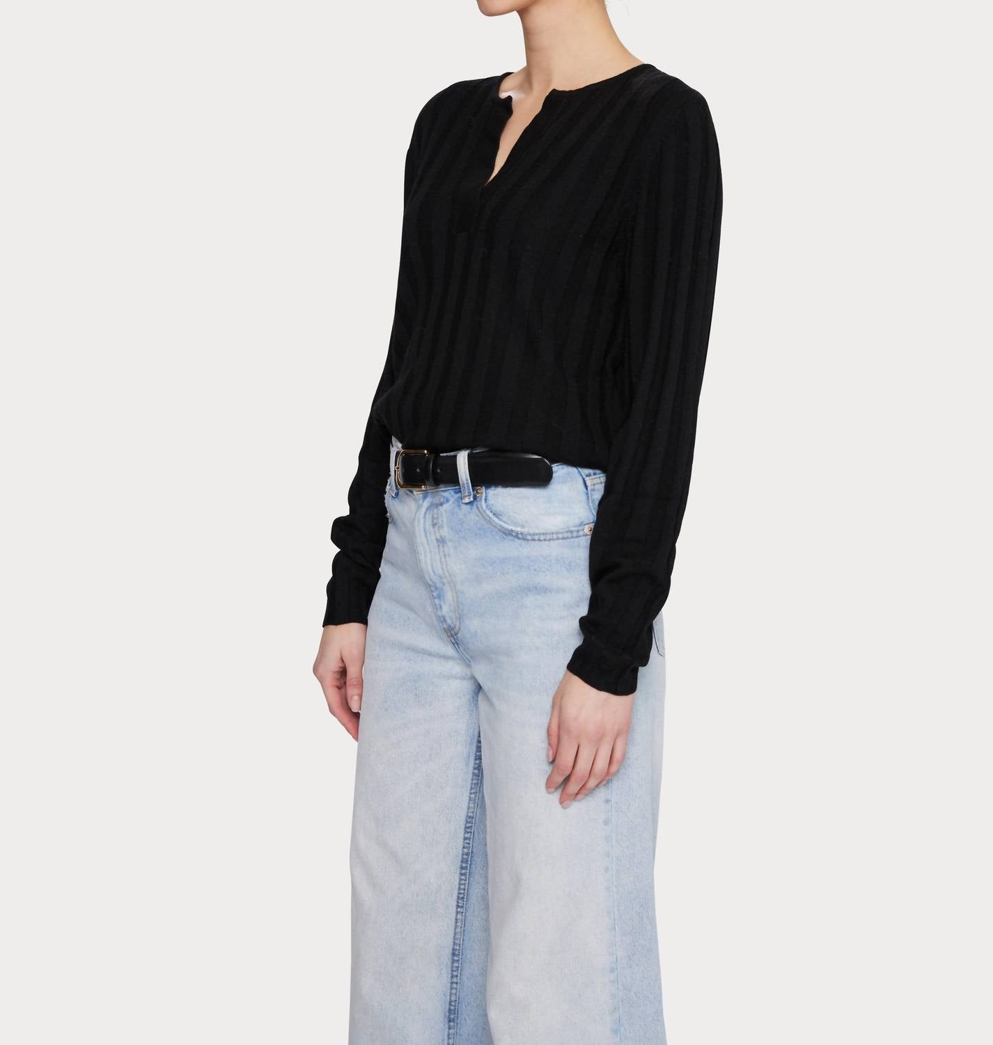 Amanda Maria - Cashmere Blend Ribbed V Sweater