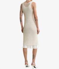 TOTEME Mohair Knit Midi Tank Dress in off white - women's dress - detail view