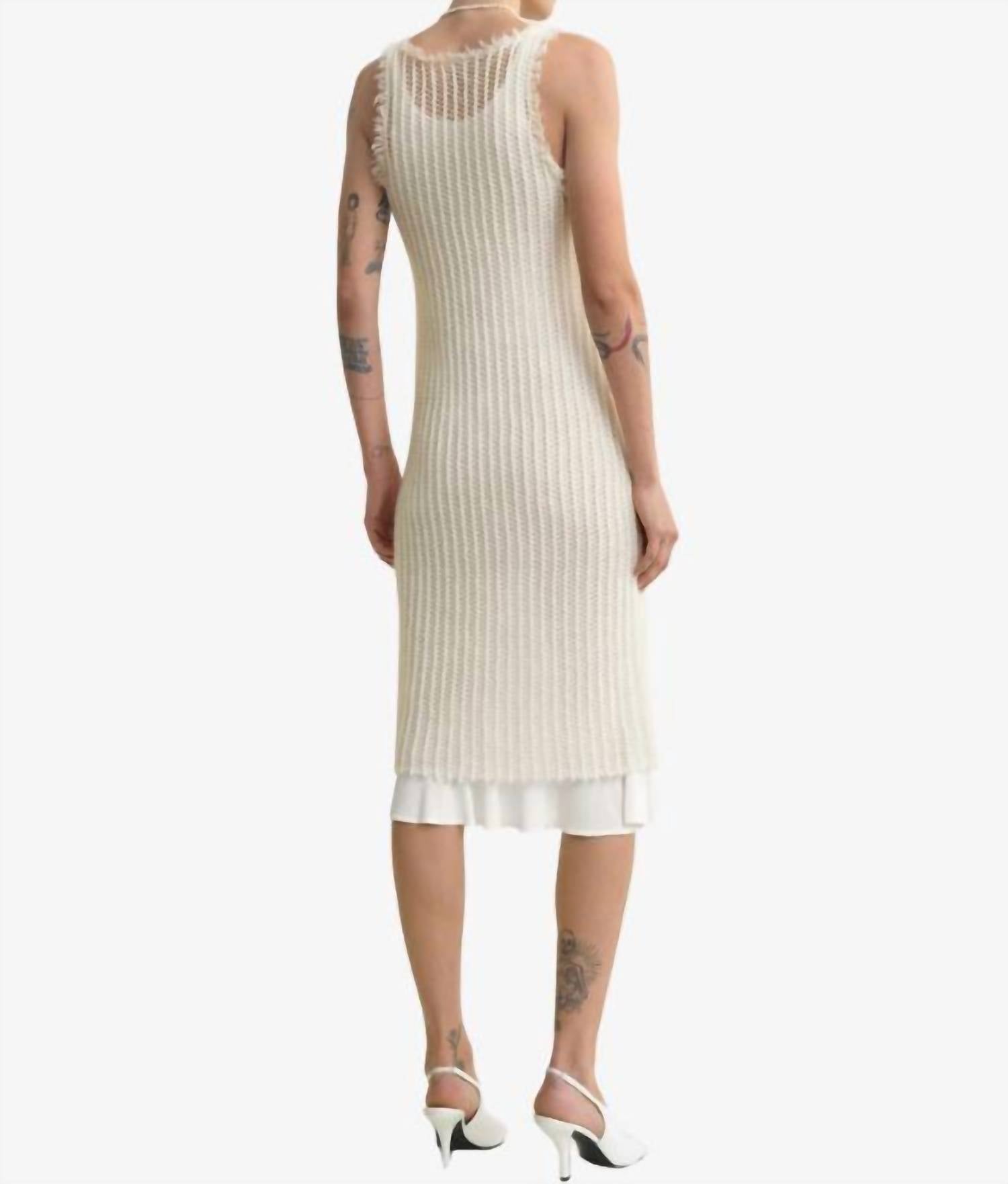 TOTEME Mohair Knit Midi Tank Dress in off white - women's dress - detail view