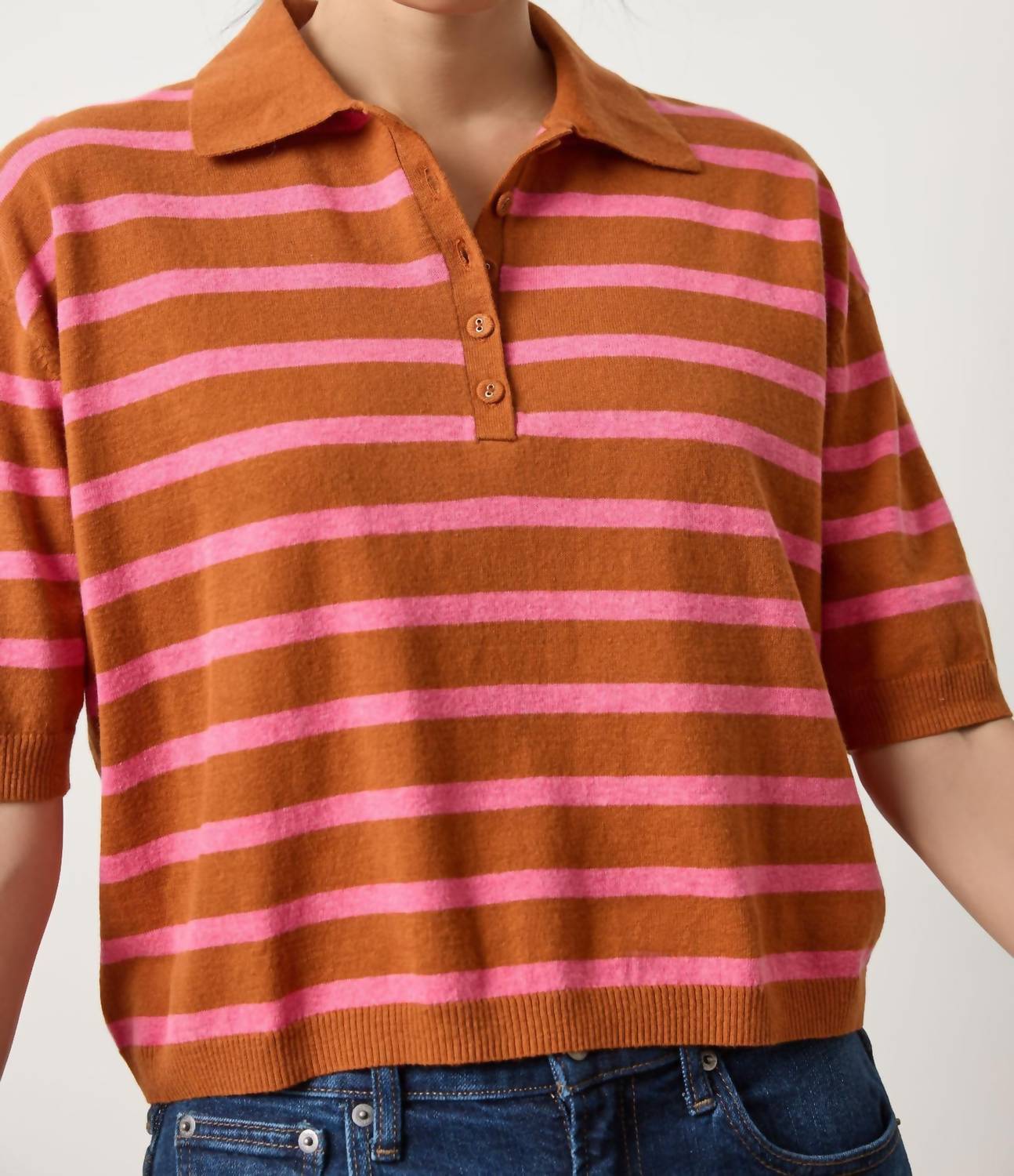 Lilla P - Drop Shoulder Polo Neck Sweater